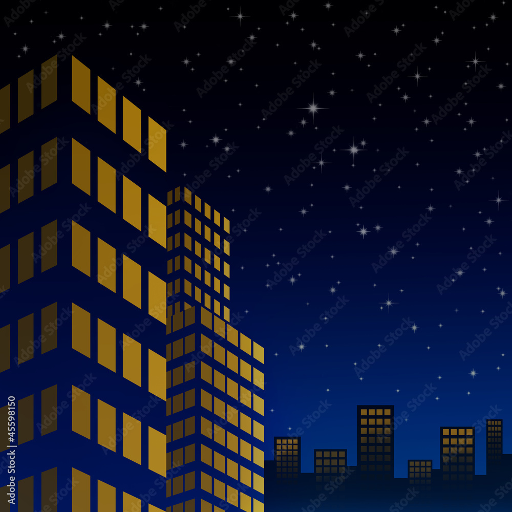 Fototapeta premium night cityscape with starlight on the colorful sky