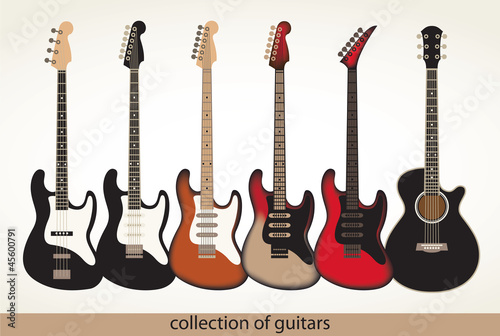vector set of electric and acoustic guitars