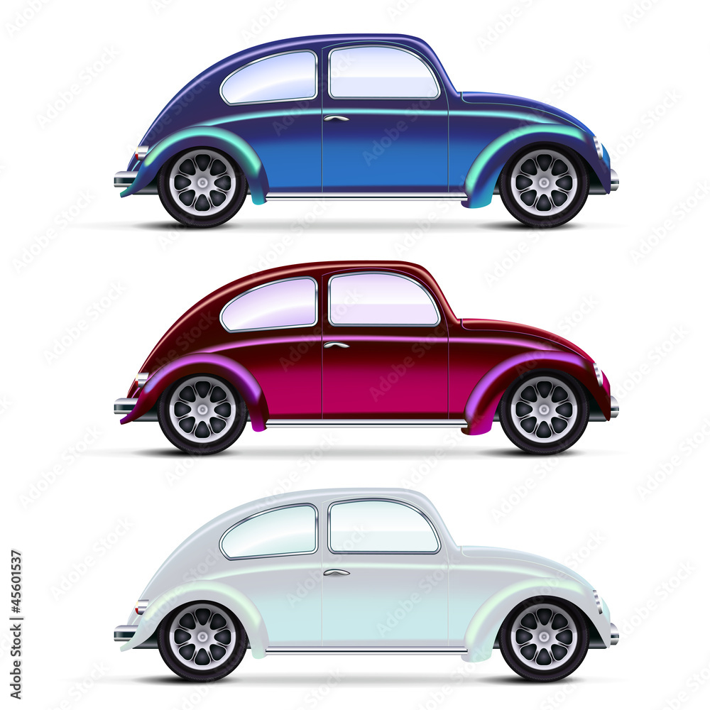 Set of multicolored Old cars