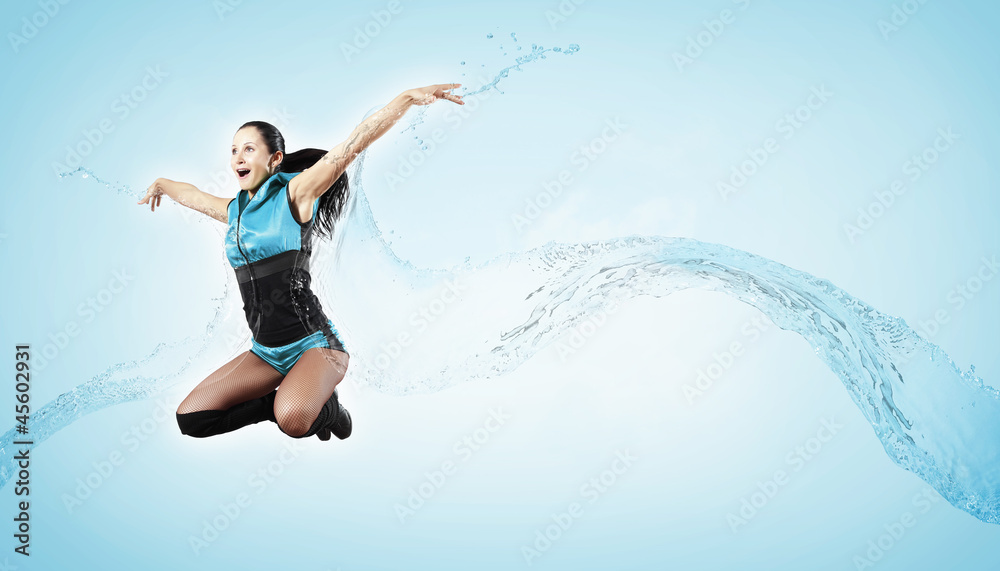 Young woman dancer. With lights effect. Young woman dancer. With lights effect.