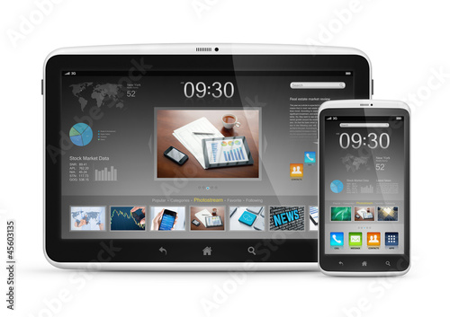 Modern digital tablet with mobile smartphone