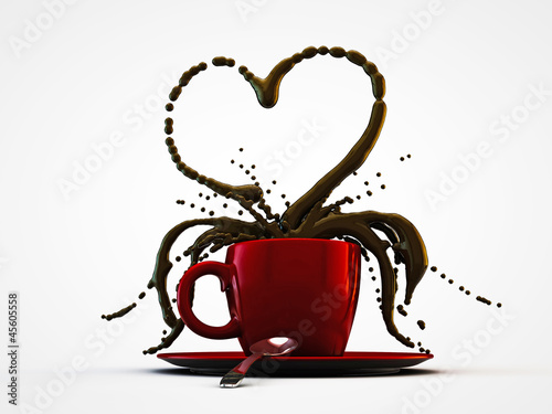 red cup coffee heart shape