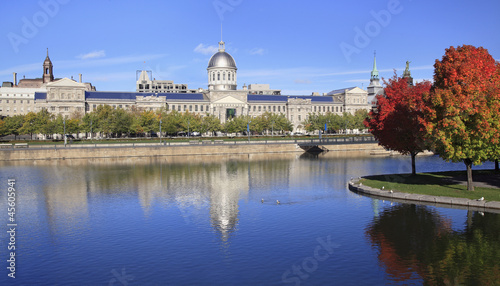 Old Montreal, Bonsecours Basin reflections in autumn