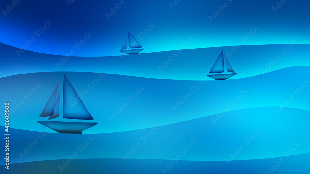 Sea background illustration with sailboats