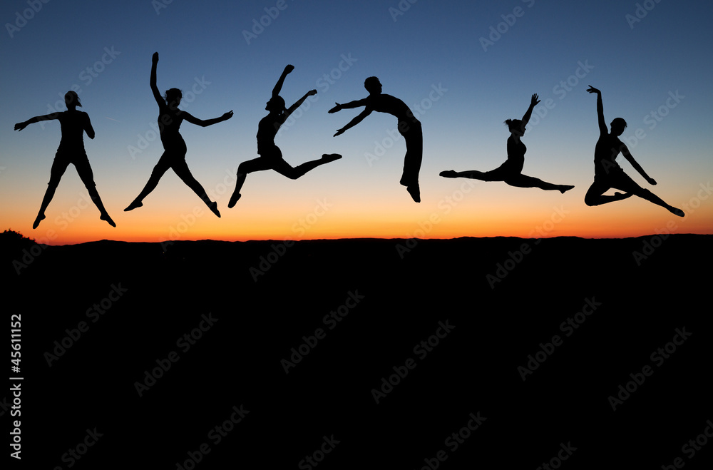 dancers in sunset