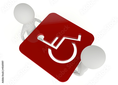 3d humanoid character hold a handicapped symbol photo