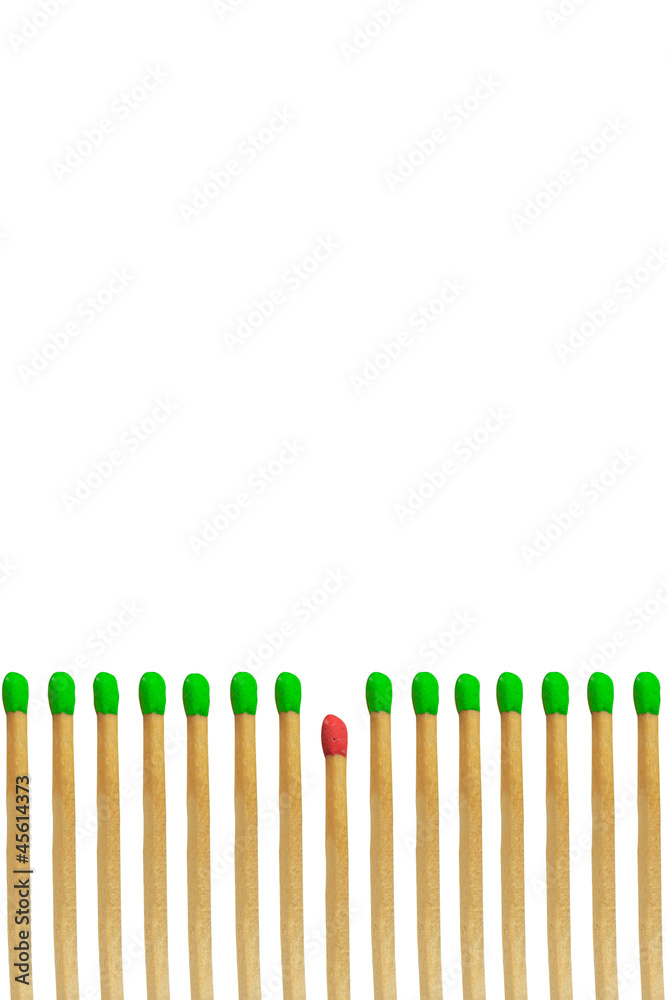Red matchstick loser concept isolated on white background Red matchstick loser concept isolated on white background