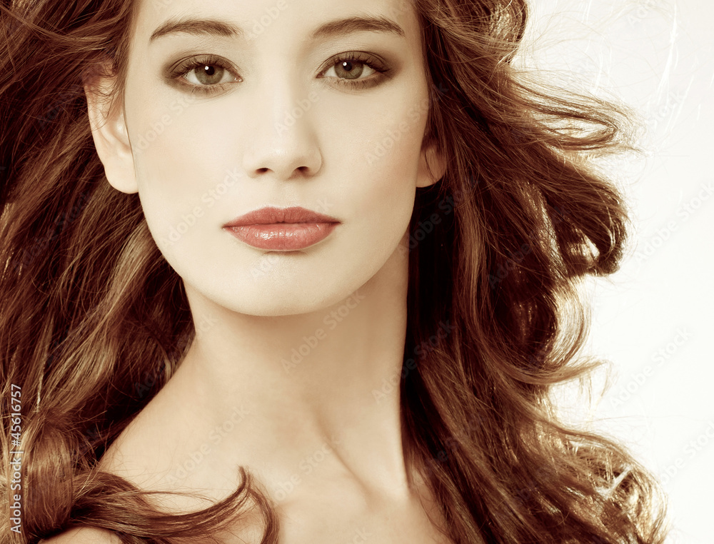 beautiful woman with perfect curls beautiful woman with perfect curls