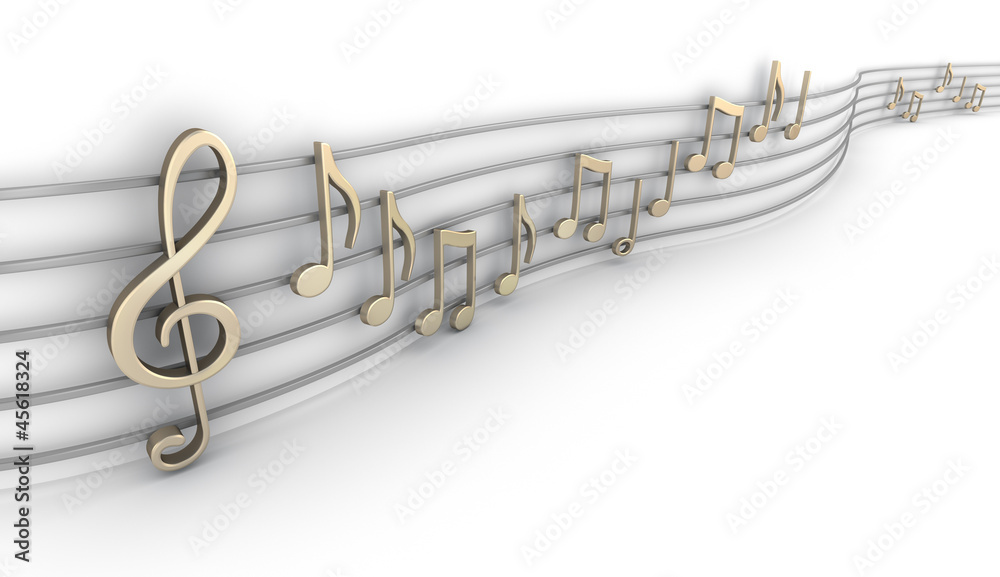 Fototapeta premium Set of nine musical notes isolated on white