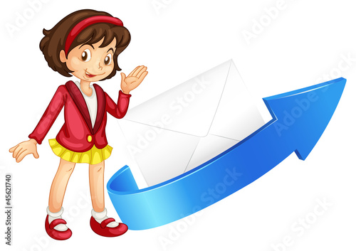 girl, arrow and envelop
