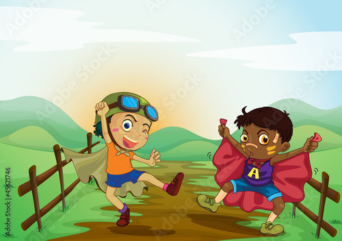 boys and landcape