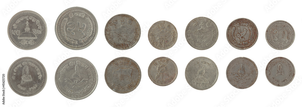 Nepalese Coins Isolated on White Nepalese Coins Isolated on White