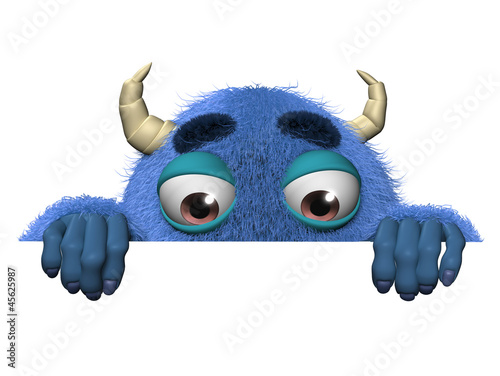 3d cartoon halloween blue monster