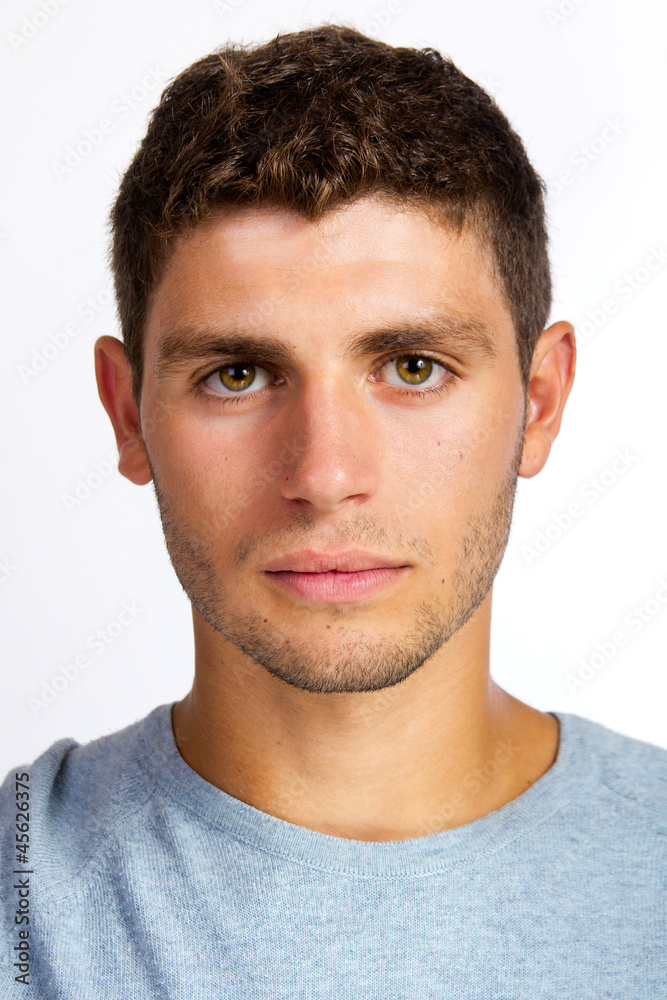 Fototapeta premium Closeup portrait of serious young man