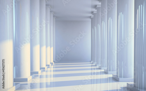 White hall with columns illustration