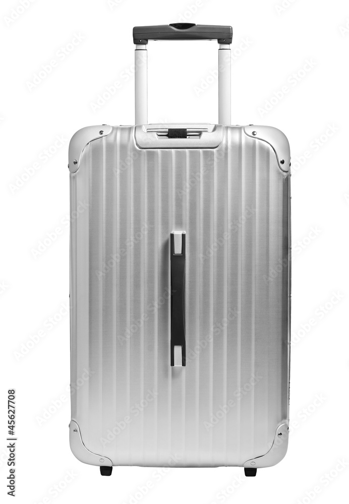 Silver suitcase on isolated on white Silver suitcase on isolated on white