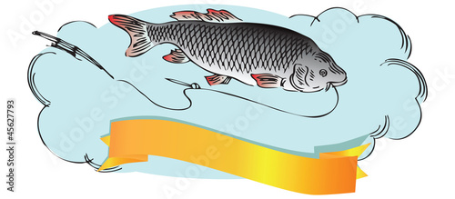 Fish with fishing line