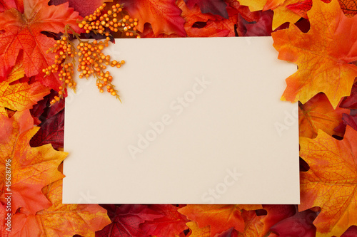 Blank card with fall leaves for your message or invitation
