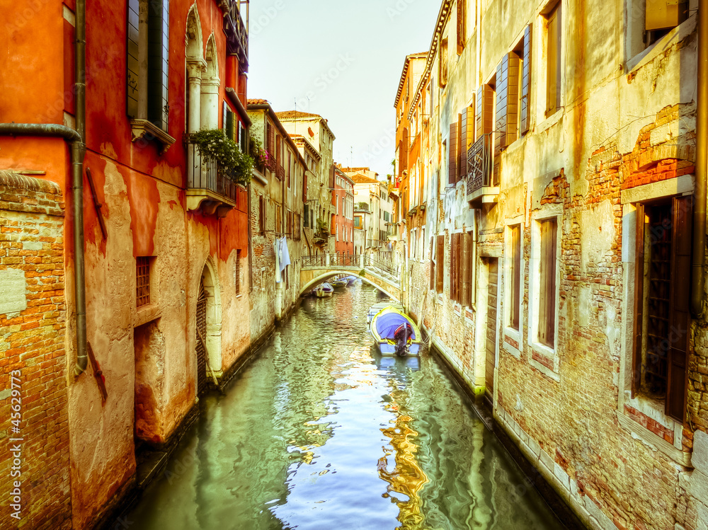 typical canal in venice, italy
