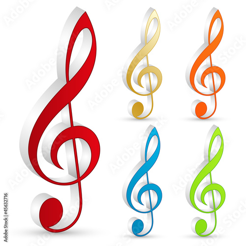 3d treble clef icons set – Violinschlüssel, Noten, Musik