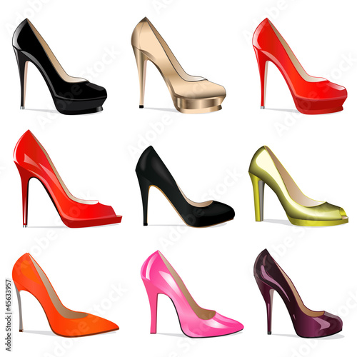 set of women's shoes with heels photo