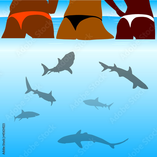 shark and beauty bikini girl