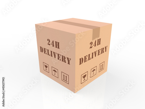 Przesyłka e-commerce - karton, paczka, wyizolowany na białym tle