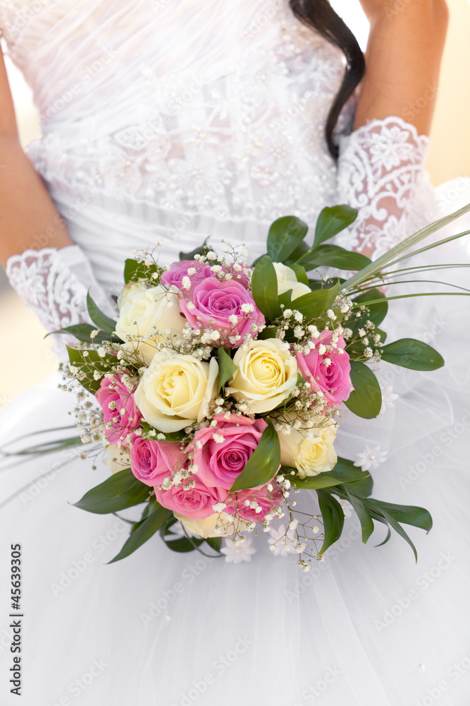 A beautiful bridal bouquet at a wedding party A beautiful bridal bouquet at a wedding party