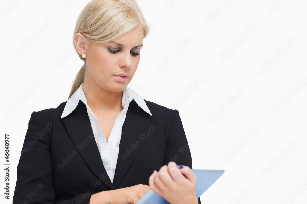 Businesswoman holding a tablet computer Businesswoman holding a tablet computer