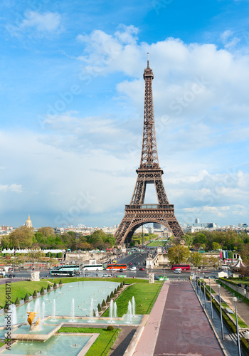 Paris cityscape with Eiffel tower.