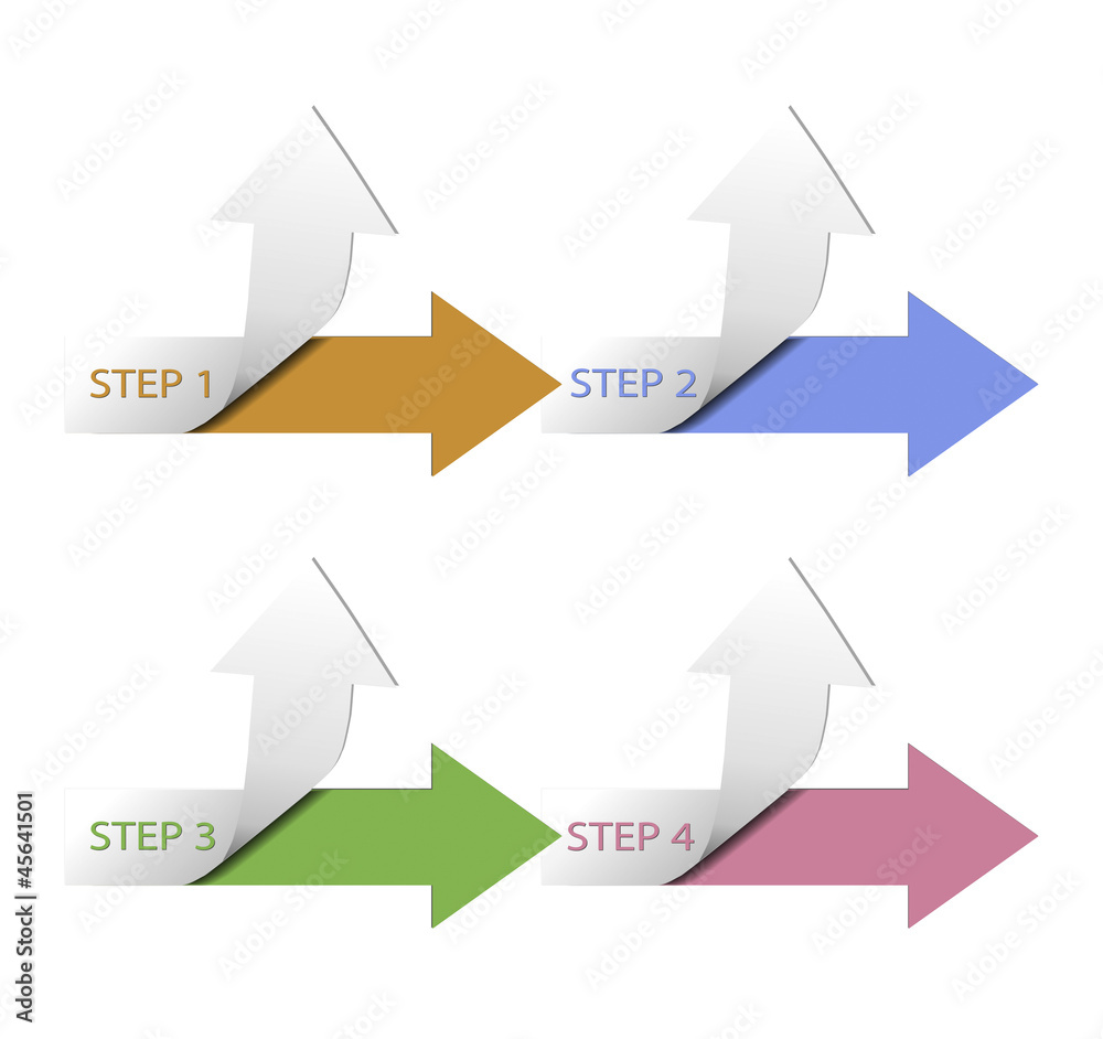 Four vector steps with four arrows symbolizing growth Four vector steps with four arrows symbolizing growth