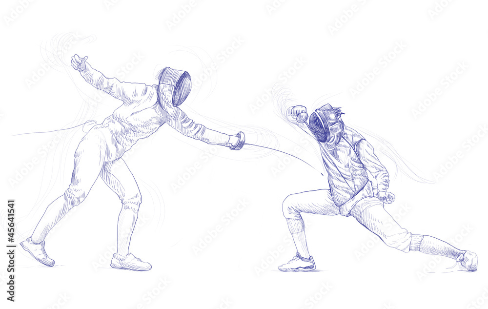 fencing - hand drawing picture (this is original drawing) fencing - hand drawing picture (this is original drawing)