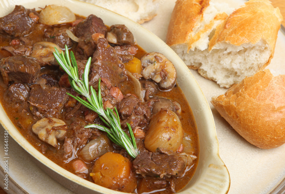 Beef Bourguignon Stew with Bread