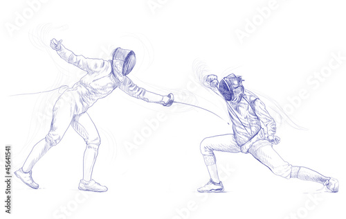 fencing - hand drawing picture  this is original drawing 