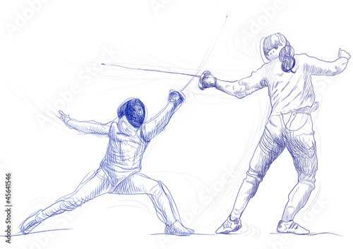 fencing - hand drawing picture (this is original drawing)