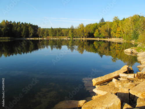 Bolevak lake, fishing and diving place near Pilsen, EU. photo