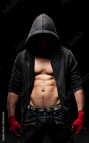 strong man with red bandage photo