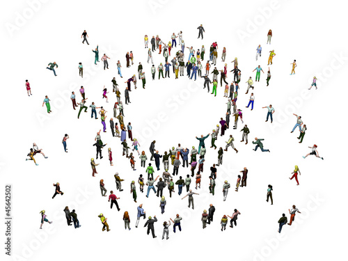 a crowd of people stands around a center