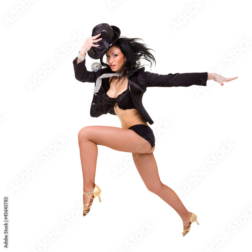 Attractive woman jumping