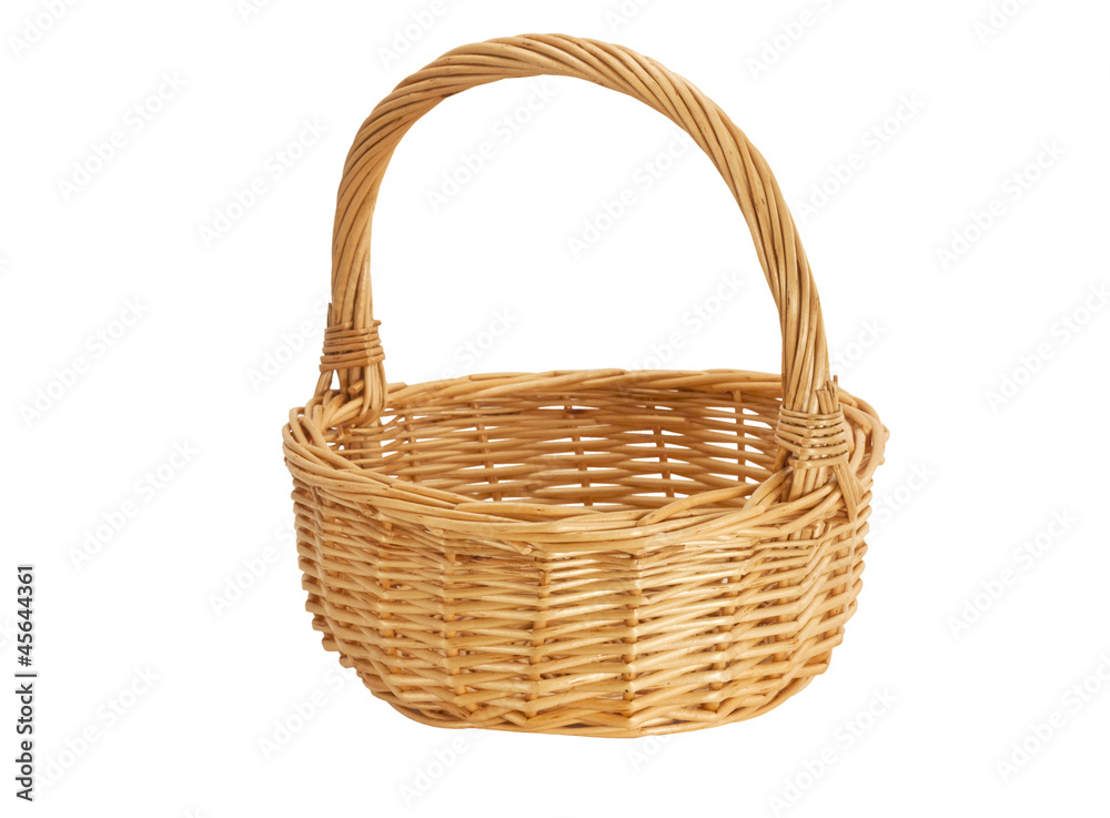 Empty wicker basket isolated