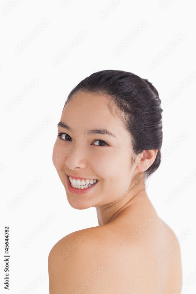 Cheerful woman smiling at camera Cheerful woman smiling at camera