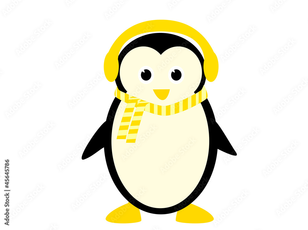 Fototapeta premium cute penguin vith scarf