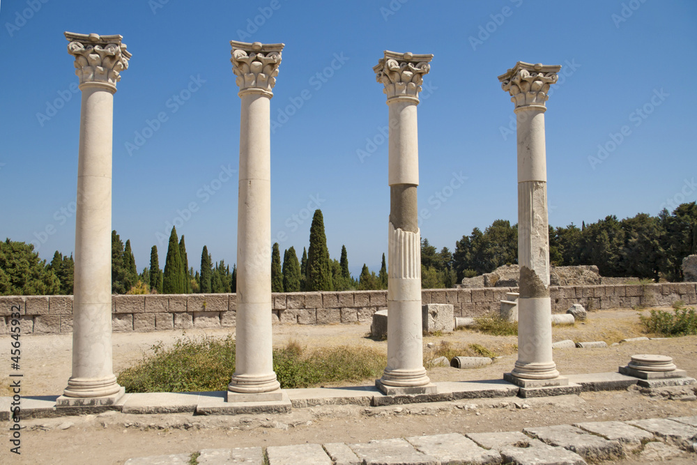 Ancient columns on Kos, Greece