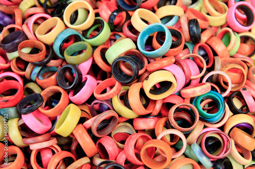 pile of colorful tagua rings at otavalo market