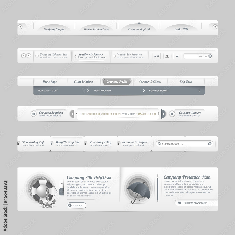 web design template navigation elements with icons web design template navigation elements with icons