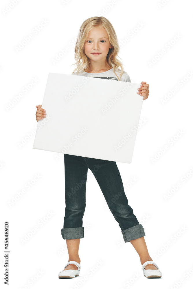 Little girl activity.Girl with a white plate Little girl activity.Girl with a white plate