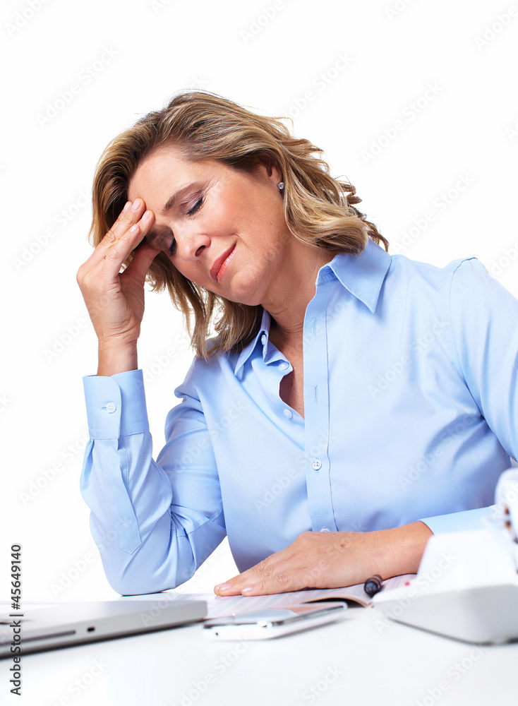 Business woman having a headache. Business woman having a headache.