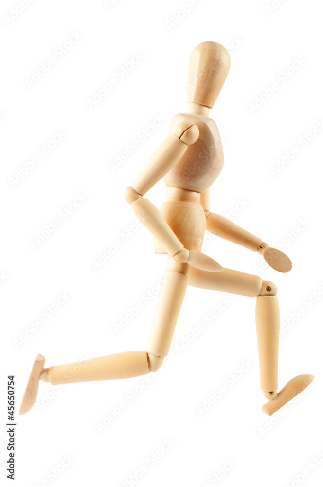 a wooden man, isolated over white background a wooden man, isolated over white background