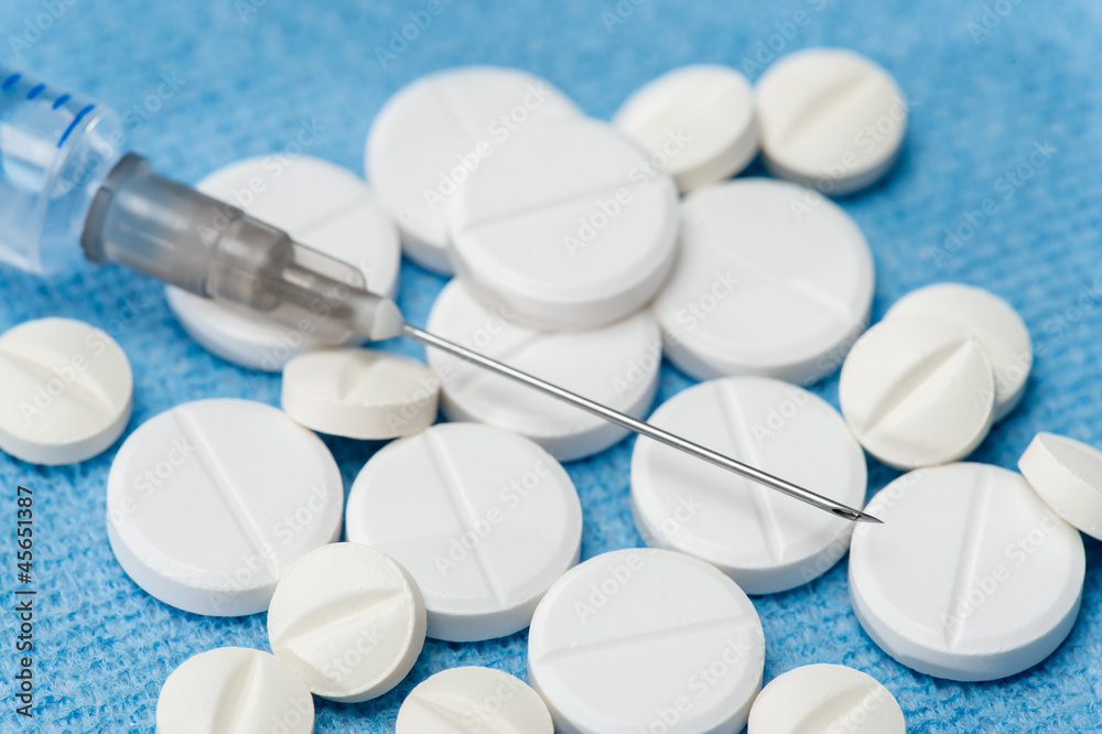 Injection needle with prescription pills Injection needle with prescription pills