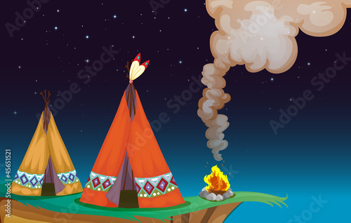 tent house and fire
